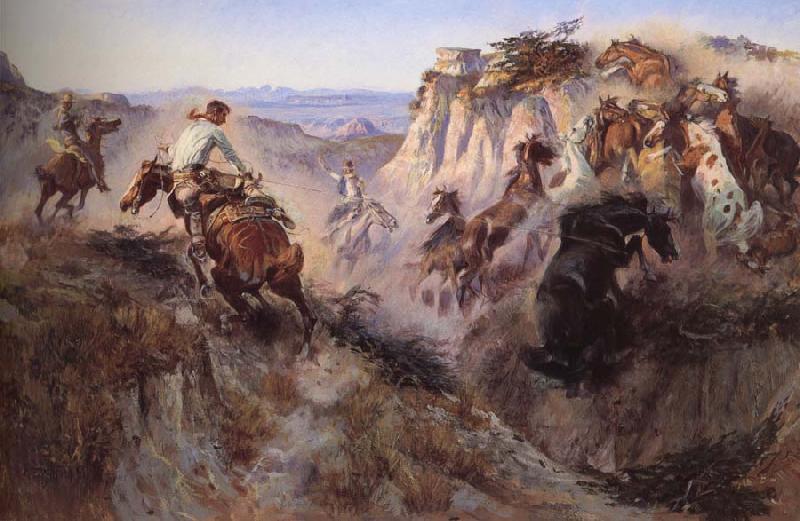 Charles M Russell Some people chase the bronchos